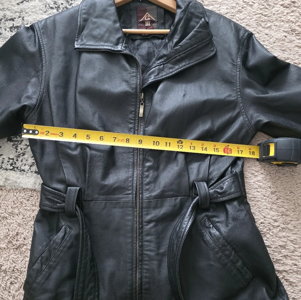 Vintage 90s Leather Jacket Belted G-III Womens S Biker Grunge Gothic Chic City